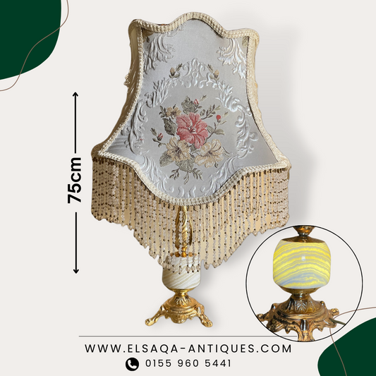 Brass lamp with gold plating and internal marble lighting
