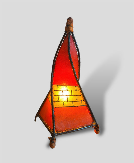 African-handmade leather lighting lamp