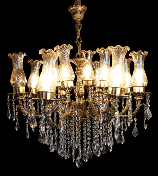 Antique Brass chandelier with Dense Crystals