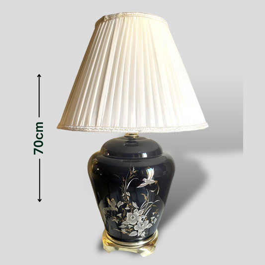Large Pyrex table lamp with Hand-painted Gold gilding.